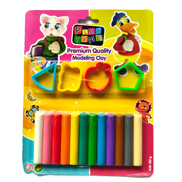 Đất nặn 12 màu + khuôn  150g 002-4SM12150 (Play Time)